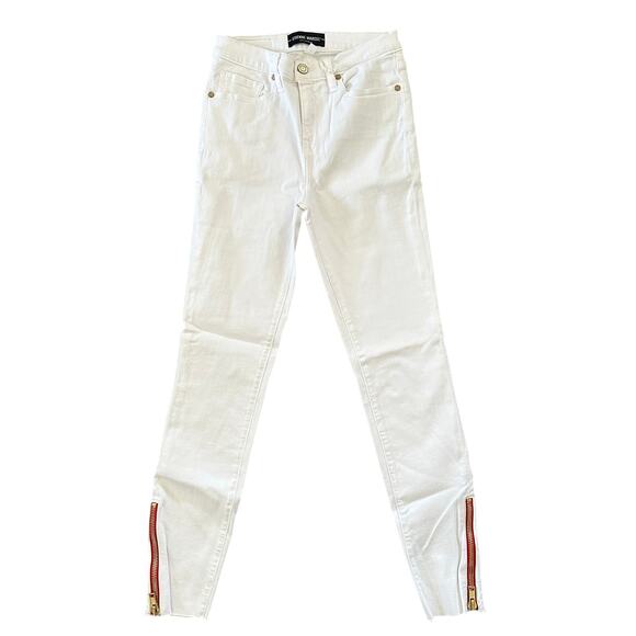 Etienne Marcel White High Rise Red Ankle Zipper Skinny Jeans Size 26 NWT $245 - Picture 4 of 12